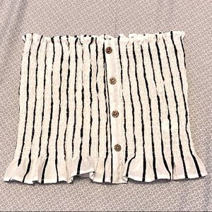 black and white scrunch tube top